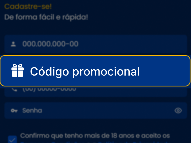Campo para inserir código promocional no cadastro BetDaSorte