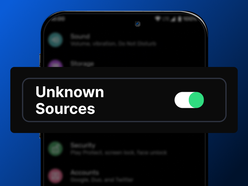 Ativação da opção “Fontes desconhecidas” para instalar o app BetDaSorte