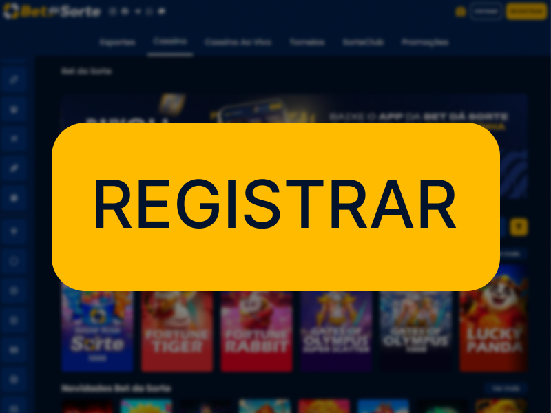 Botão “Registrar” destacado na tela inicial do BetDaSorte